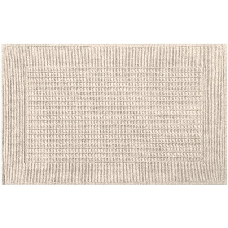 Spirella Badteppich Milu Badematte Duschvorleger 100% Baumwolle | flauschig | rutschhemmend | geeignet für Fußbodenheizung | 50x80 cm | Beige