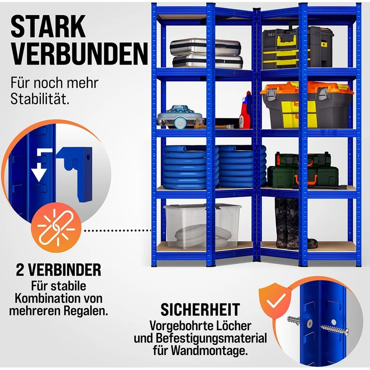 MONZANA® Eckregal Lagerregal 180x70x40cm Blau – Bild 6