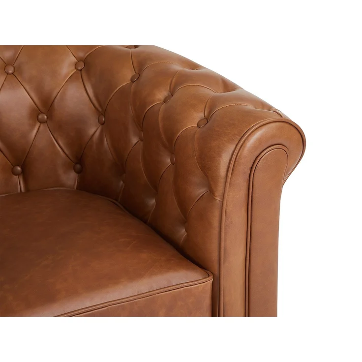 Vente-unique - CHESTERFIELD - Sessel mit gerader Rückenlehne - Holz, Platte - Holz - Camel - 82 x 78 x 72 cm – Bild 6