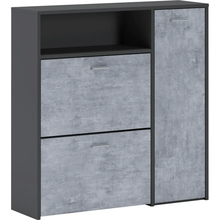 Dmora Eingangsmöbel Dafenagya, Moderner Eingang, Wandgarderobe, Multifunktions-Aufbewahrungskonsole, 92x27h94 cm, Anthrazit und Zement