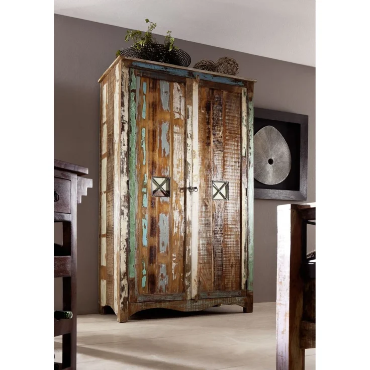 Kleiderschrank Altholz 118x60x198 mehrfarbig lackiert NATURE OF SPIRIT #42 – Bild 9