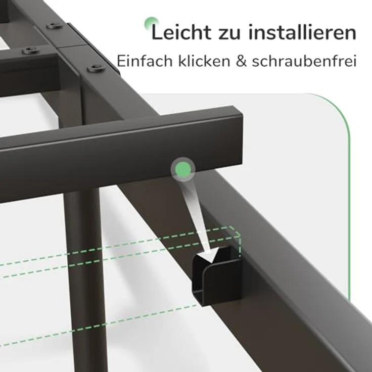 Novilla Bettrahmen 90x200 cm, Bettgestell mit Lattenrost aus Metall , Kopfteil mit Wellenmuster im modernen Stil,Modern Gästebett, Schwarz – Bild 6