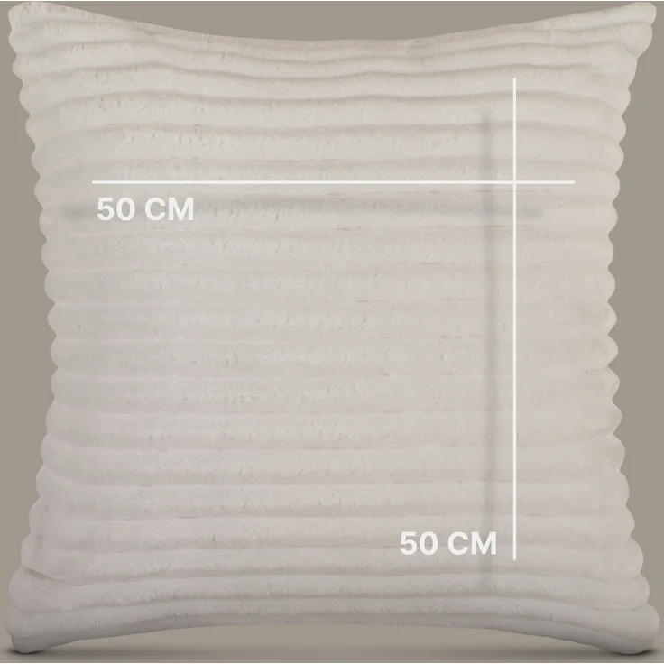 Sofakissen 50x50cm ( 2er Pack / Creme ) Cord Optik - Kuschelig weicher Bezug mit Reißverschluss - Kissen - Öko Tex - Sofakissen, Dekokissen – Bild 2