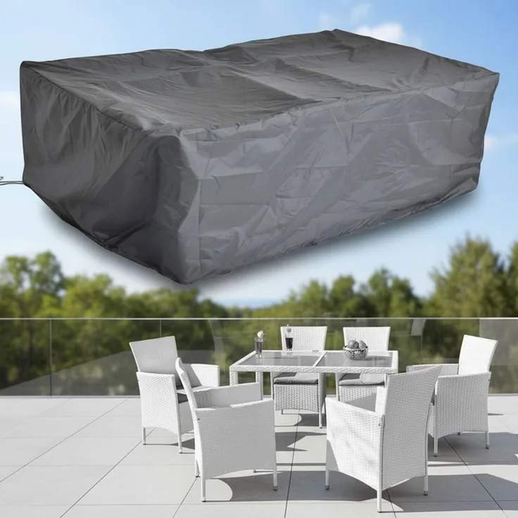 Schutzhülle 160x120x74 Schwarz Gartenmöbel Rattan Abdeckung Plane Haube Wetter
