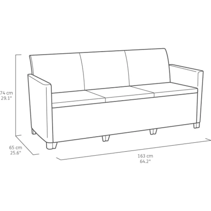 Keter Nora Gartenmöbel Lounge Set, inkl. Sitzkissen, grau, für 4 Personen, wahlweise 3er Sofa + Sessel oder 2x2-Sitzer Sofa und Tisch – Bild 6