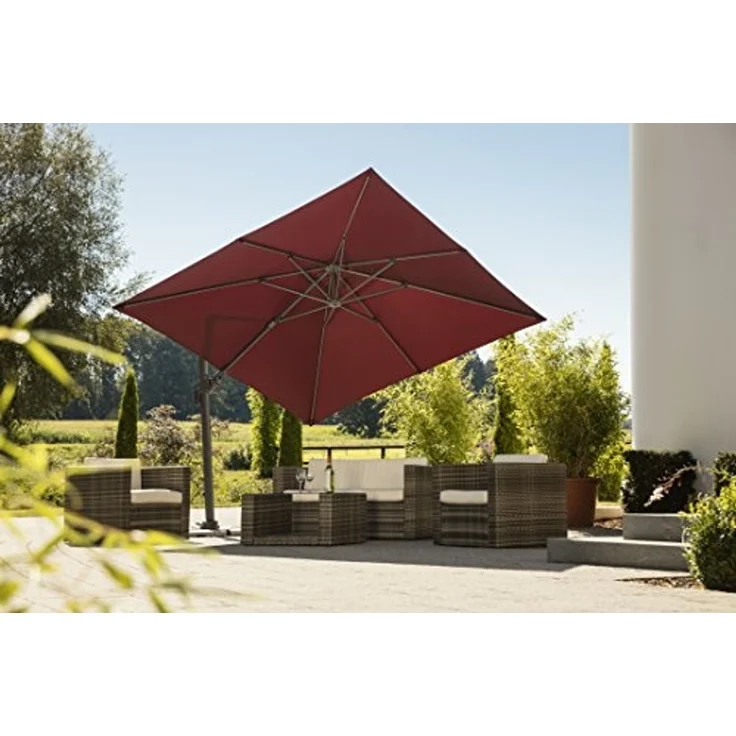 Schneider Schirme Ampelschirm, Rhodos Twist, Bordeaux / Schwarz, 3x3 m – Bild 2