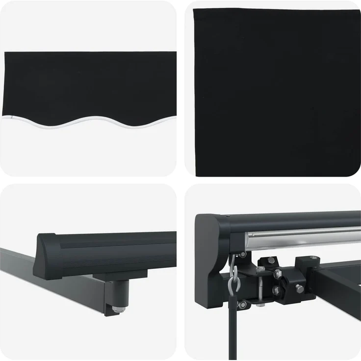 vidaXL Manueller Markisenrahmen mit LEDs Schwarz 3,5x2,5 m 3420831 – Bild 6