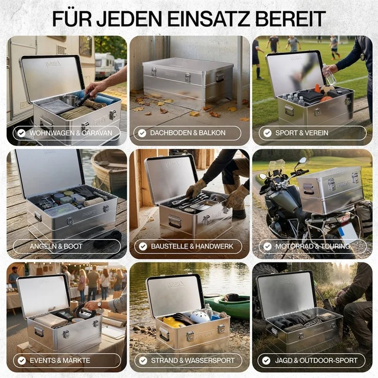 Trucky Allzweckkiste Aluminium Box mit Deckel Silber Alukiste Alu Kiste Abschliessbar – Bild 4