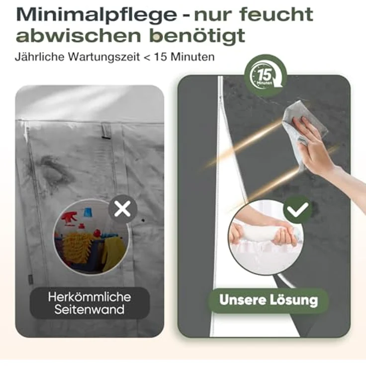 Sekey 2PCS Seitenwände für Pavillon 3x3m, wasserdicht und winterfest, 1 Fenster und 1 Tür, grau, 2 Türen, strapazierfähiges 210D Oxford-Gewebe – Bild 5