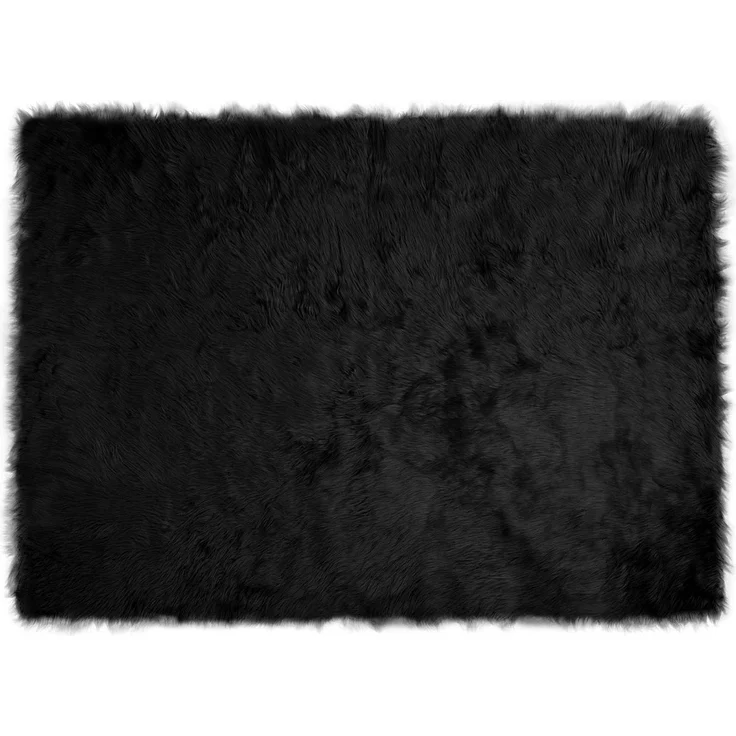vidaXL Kunstschaffell Teppich Tafalla Schwarz 120 x 170 cm Polyester 42021570 – Bild 1