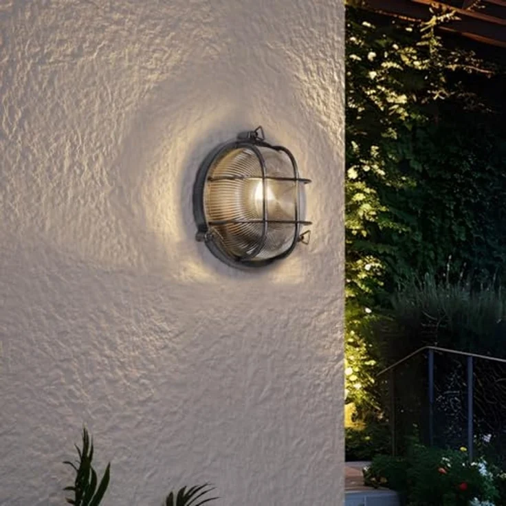 Qazqa Außen-Wandleuchte Nautica, ohne Leuchtmittel, Warmweiß, QAZQA Außen Wand­leuchte, e27, Silber, Aluminium, Industrie – Bild 2