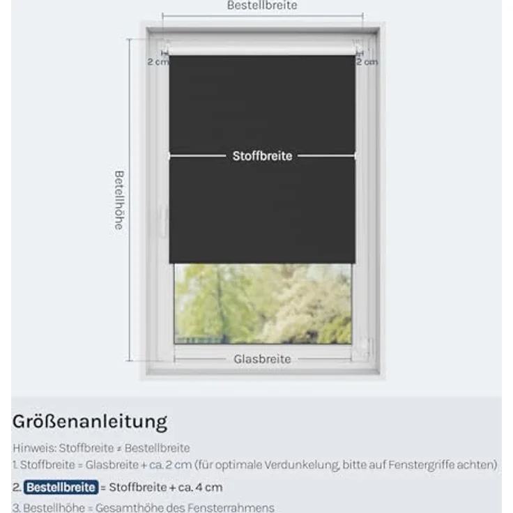 WOLTU Verdunkelungsrollo ohne Bohren, Thermo Verdunkelungsrollo mit Kette, Sichtschutz, für Türen und Fenster, Schwarz，B95 x H130 cm – Bild 8
