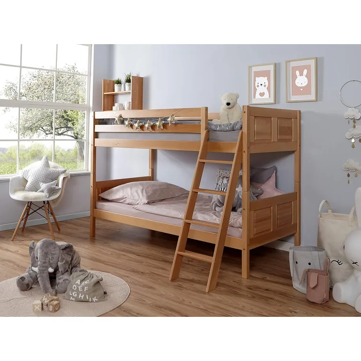 Etagenbett "Erni" Country 90x200 Buche massiv Natur