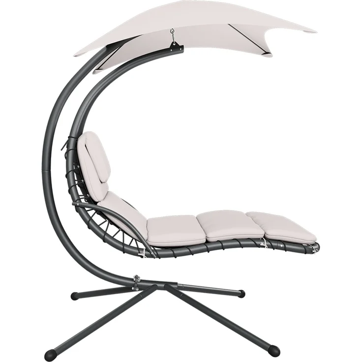 STEELSØN 'Nyria' Schwebeliege mit Sonnenschirm, Hängeliege mit Sitzpolstern, wetterfest, bis 120 kg belastbar, beige – Bild 12