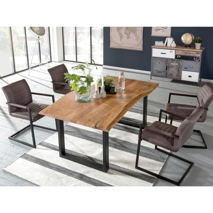 2er Set Armlehnschwingstuhl Picton grau Kunstleder Metall 54x87x57 cm massivum Freischwinger Esszimmerstuhl Küchenstuhl Stuhlset – Bild 7