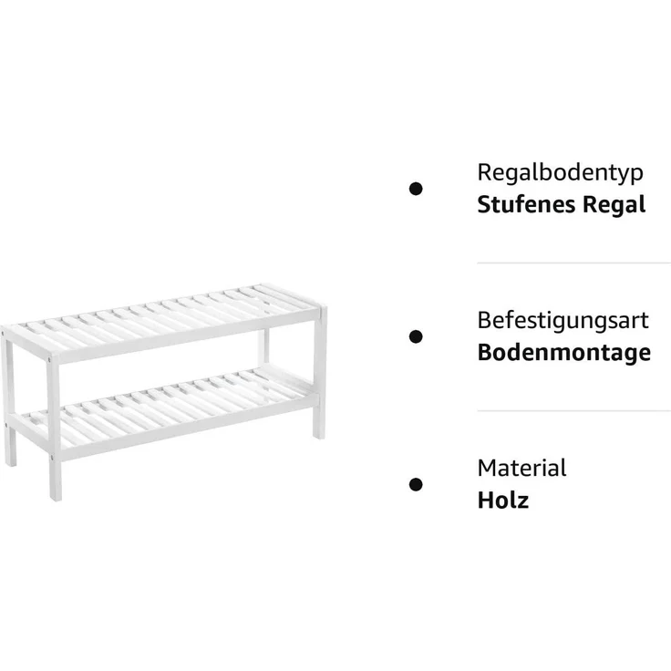 2-stöckiges Schuhregal aus natürlichem Bambus, Regal für Schuhe, Pflanzen, Bücher, für Wohnzimmer, Flur, Schlafzimmer, B – Bild 8