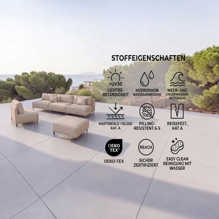 Garten Lounge Set SUN – Outdoor Möbel Set mit Sofa, Sessel und Hocker, UV-beständig und wasserabweisend – Bild 4