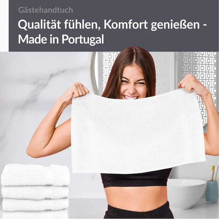 Lashuma Gästehandtücher - Kleine Handtücher Linz, Frottee (Spar-Set, 4-St), kleine Handtücher für Bad 30x50 cm weiß – Bild 2