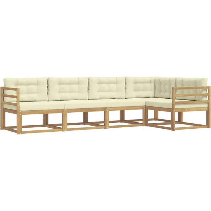 vidaXL Outdoor-Sofagarnitur 5 stk. 5-Sitzer Weiß und Creme 3386429 – Bild 2