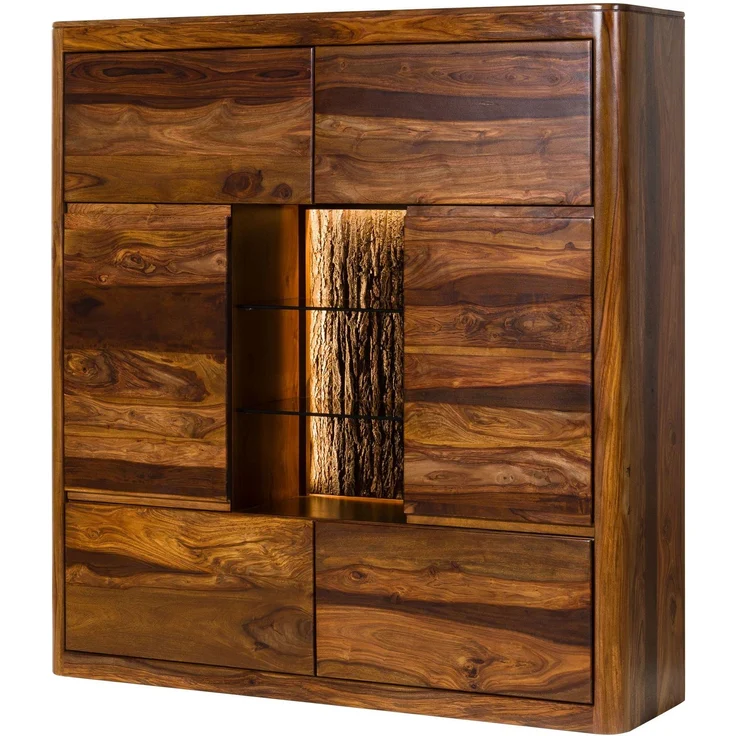 Highboard Sheesham 145x40x153 walnuss gewachst TORONTO LUX #279 – Bild 1