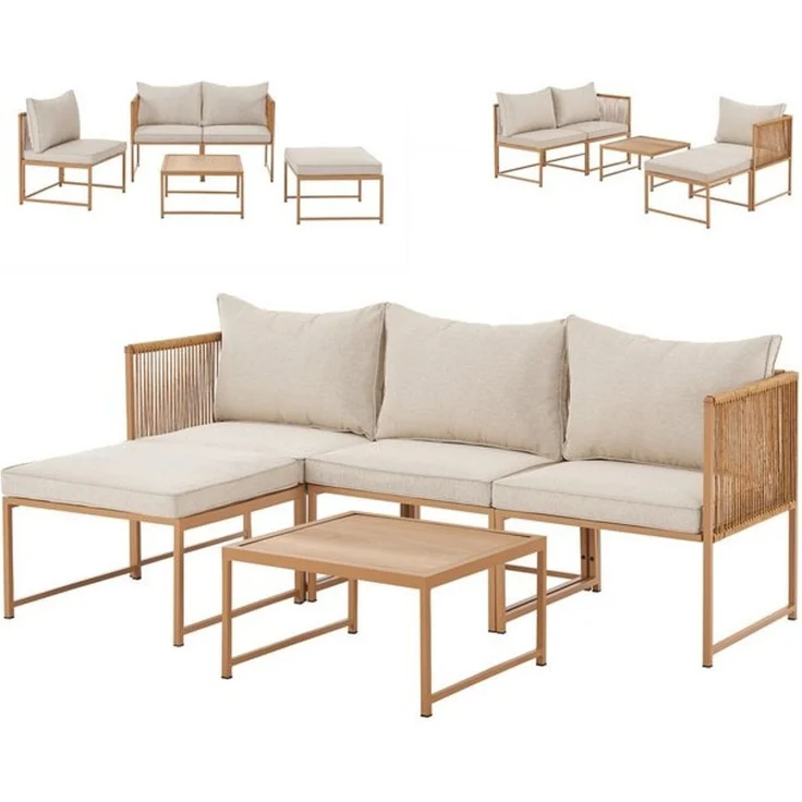 SVITA Gartenlounge-Set DETROIT, (Modul-Set), Gartenmöbel Flexibel Sofa Tisch Sessel Ottoman – Bild 4