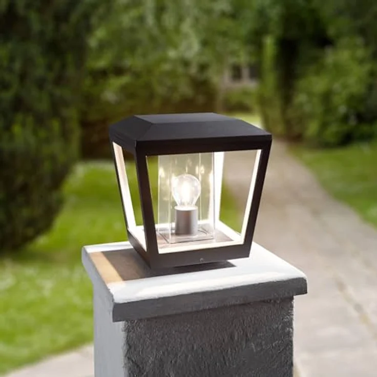 Lucande Außenleuchte Dunia, spritzwassergeschützt, schwarz, Aluminium, 1 flammig, E27, Wegeleuchte Pollerleuchte – Bild 3