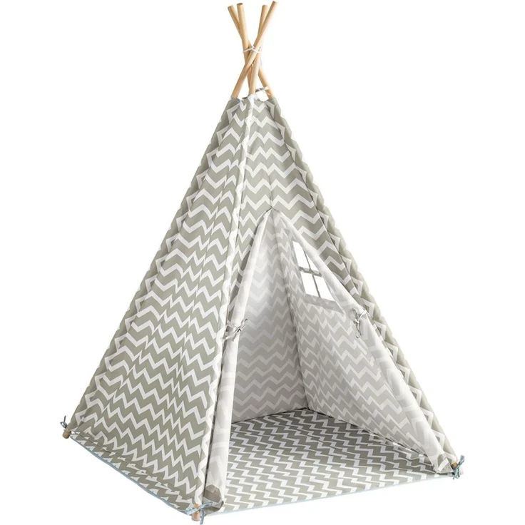 SoBuy Tipi mit Tür und Fenster grau – Bild 1