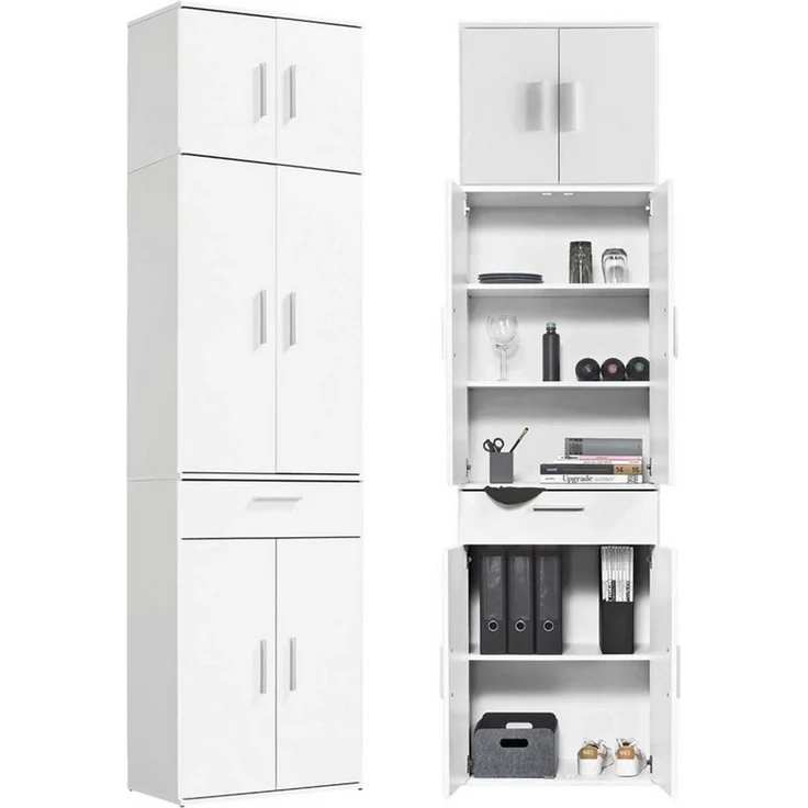 mokebo Mehrzweckschrank Der Extralange Made in Germany, Büroschrank, Aktenschrank, Flurschrank in Weiß – Bild 1