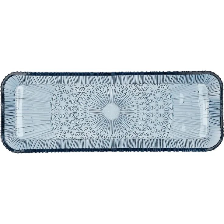 Bitz Servierplatte Kusintha Servierplatte rechteckig blau 38 x 14cm, Glas, (Platten), Servierplatte rechteckig Kusintha 38 x 14 cm Blau