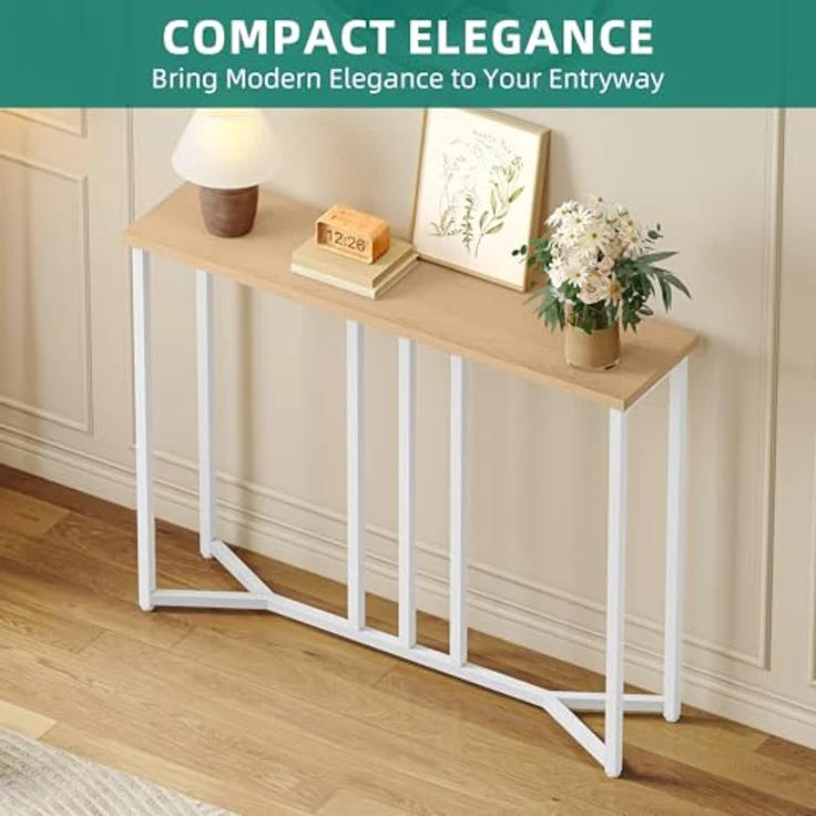 YITAHOME Konsolentisch Schmal, Console Table, 20 x 80 x 80 cm, Konsolentisch Weiss 20 cm tief, Beistelltisch Hoch, Flurtisch, Schmaler Sofatisch für Flur, Wohnzimmer, Schlafzimmer – Bild 5