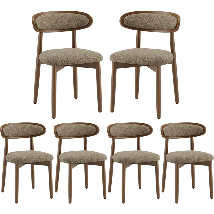 MALOL Esszimmerstühle 6er Set, Stühle Esszimmer, Ergonomischer Küchenstuhle mit Massivholzrahmen, 5cm Schaumpolsterung, Bequeme Polstersitzfläche, KüchenKüchenstuhle für Zuhause und Gewerbe, Kamel