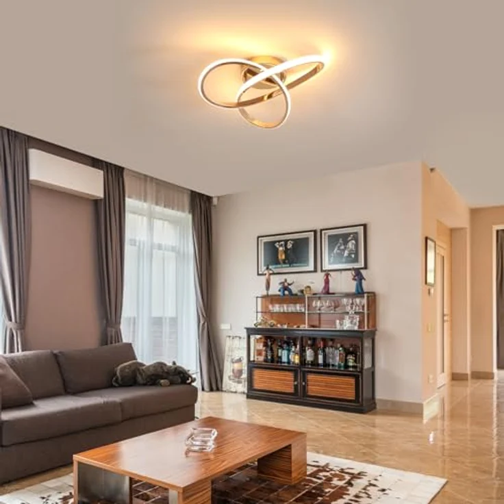 Comely LED Deckenleuchte Dimmbar 36W, Moderne Gold Deckenlampe Mit Fernbedienung, Kreative Blumen Design Kronleuchter für Schlafzimmer Esszimmer Flur, 3000K-6500K – Bild 2