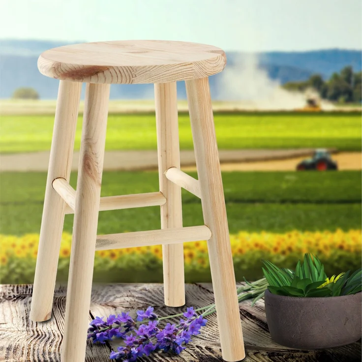 KADAX Holz-Küchenhocker, Hocker, Stuhl, 46 cm, massive Kiefer – Bild 5