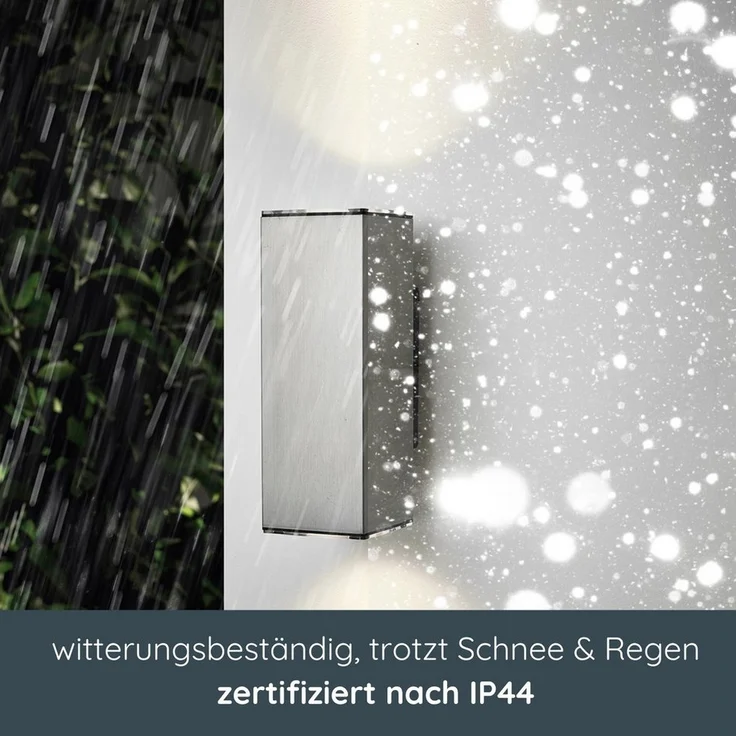MeLiTec LED Wandleuchte LED Wand-Außenleuchte eckig 146 Edelstahl matt, Warmweiß, Up & Down-Leuchte, Edelstahl, Wandlampe eckig, Indoor Outdoor, IP44 – Bild 2