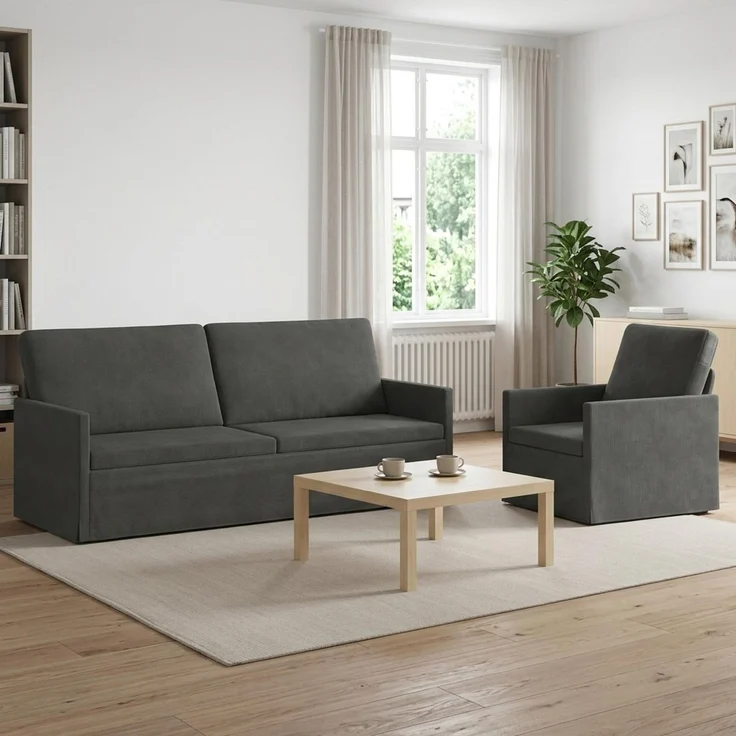 vidaXL Sofa-Set 2 pcs Dunkelgrau Cordstoff 3433255 – Bild 1
