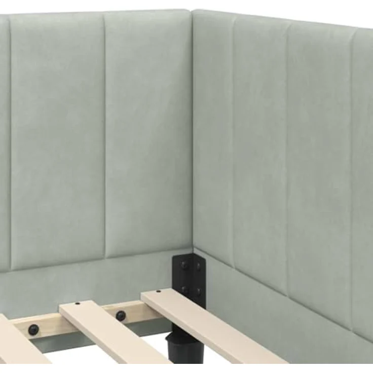 vidaXL Eckbettgestell mit Kopfteil Hellgrau 80 cm x 200 cm Samt 42016328 – Bild 8