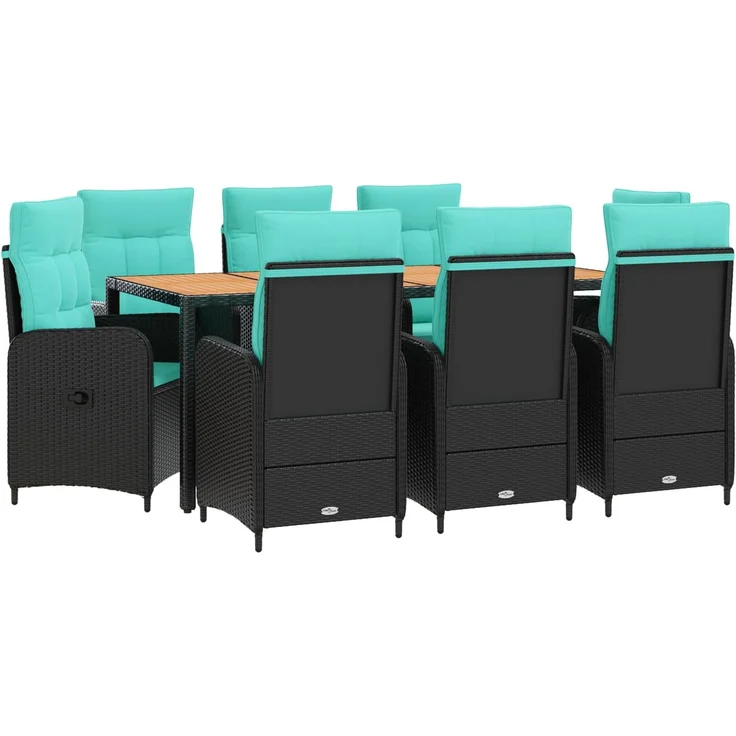 vidaXL Outdoortisch-Set 9 stk. Black and Turquoise 190 x 90 x 75 cm 3422279 – Bild 2