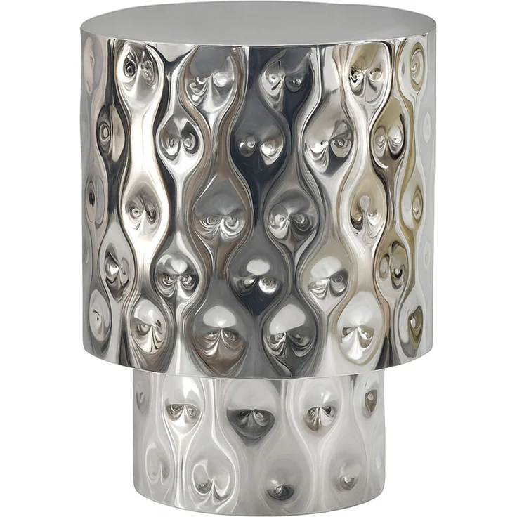 FINEBUY Beistelltisch FB77626 36cm Silber Sofatisch Wohnzimmertisch Couchtisch Hammerschlag (Extravaganter Tisch mit toller Struktur), Komplett aus robustem Aluminium gefertigt – Bild 6
