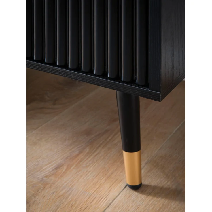 FINEBUY Sideboard FB104685 (150x81x39cm Anrichte, Schwarz Eiche-Dekor), Kommode Türen Standschrank, Hoher Kommodenschrank – Bild 5