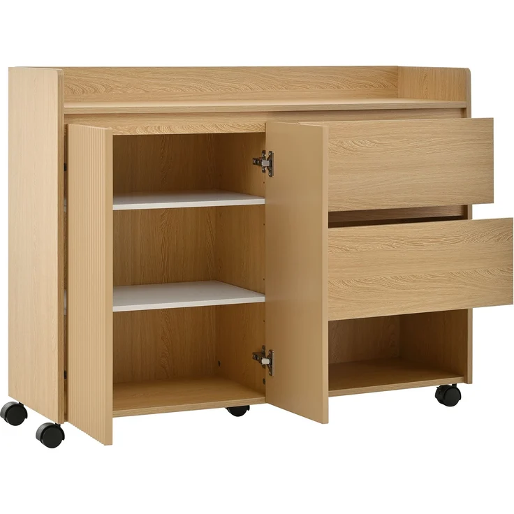 Flurschrank 110x35x86 cm - Mobiler Schuhschrank mit Rollen & verstellbaren Trennwänden – Bild 10