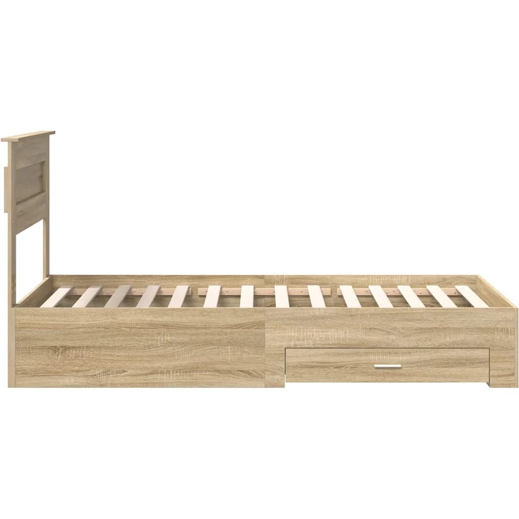 vidaXL Bettrahmen mit Kopfteil Sonoma-Eiche 90 x 190 cm Holzwerkstoff 3410029 – Bild 7