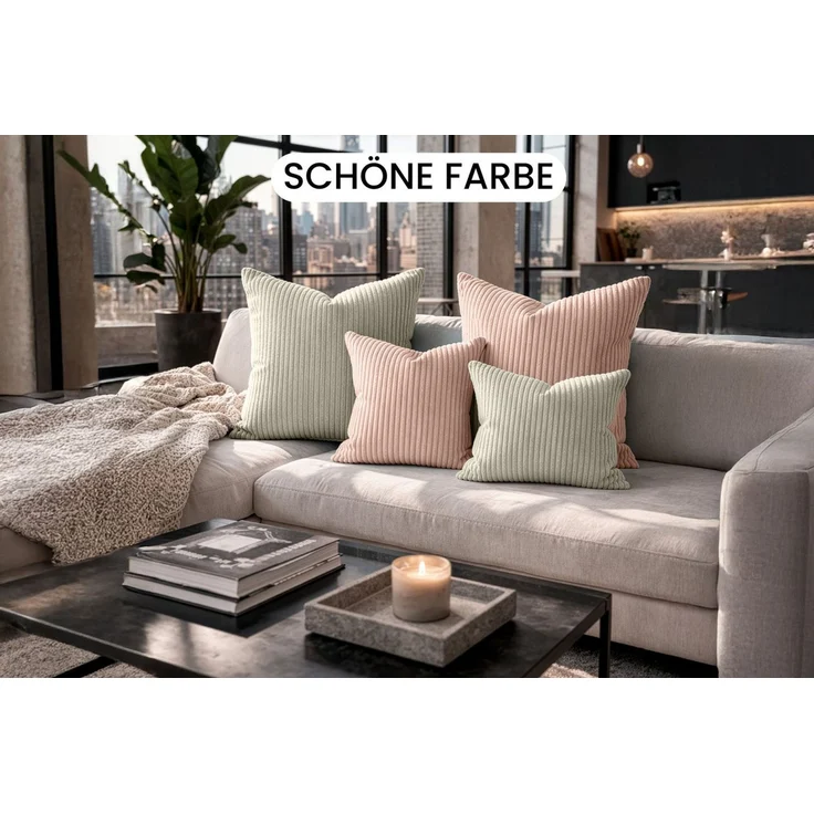 Amilian Dekokissen 4er Set mit Füllung - weiche Sofakissen - 2x 40x40 cm + 2x 35x45 cm, (4 Stück) Kuschelkissen - Couchkissen mit Kissenfüllung - Zierkissen – Bild 3