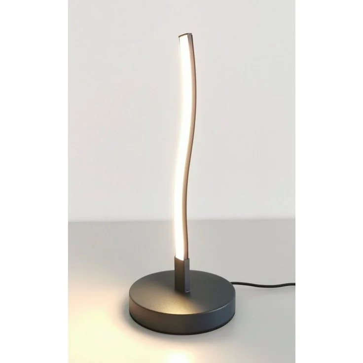 TRANGO LED Tischleuchte, 2er Pack 2017-91A Design LED Deko-Tischleuchte wellenförmige in Anthrazit-Schwarz *WAVE* Lichtleiste geschwungen Form Tischlampe, Nachttischlampe, Lampe mit je. 5 Watt, 400 Lumen LED Leuchtmittel 3000K warmweiß – Bild 3