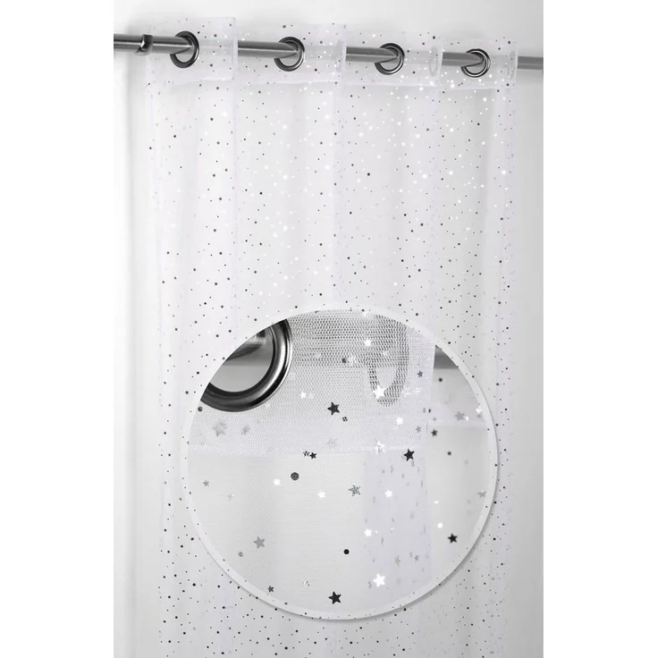Beautex Gardine Luftiger Ösenschal mit Glitzer Sternen, Gardine mit Ösen 140x260 cm (1 St), Ösen, transparent – Bild 2