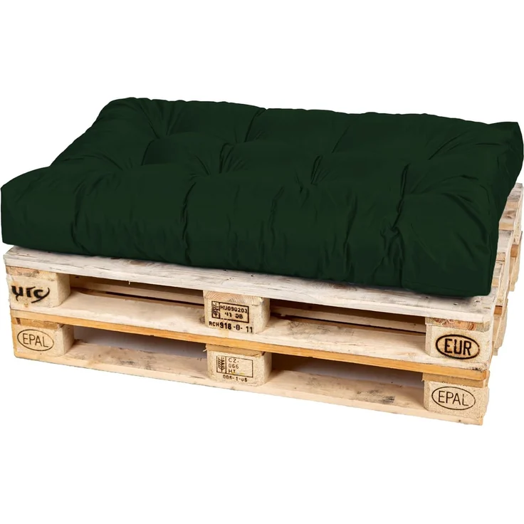 TexDeko® Garden Palettenkissen 120 x 80 x 18 cm wasserabweisend UV - beständig In- & Outdoor Premium Sitzkissen gesteppt Palettenauflage für Europaletten Palettenpolster (Dunkelgrün)