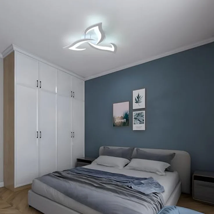 Comely Deckenlampe LED Wohnzimmer, 58cm 36W LED Lampen Deckenleuchte, Moderne Blütenblatt Design Lampen für Wohnzimmer Küche Schlafzimmer Esszimmer, Kaltweißes Licht 6500K, Weiß – Bild 10