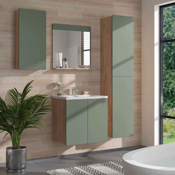 Hängeschrank Izan Grün/Goldkraft Eiche 36.6 x 76.6 cm Vicco – Bild 3