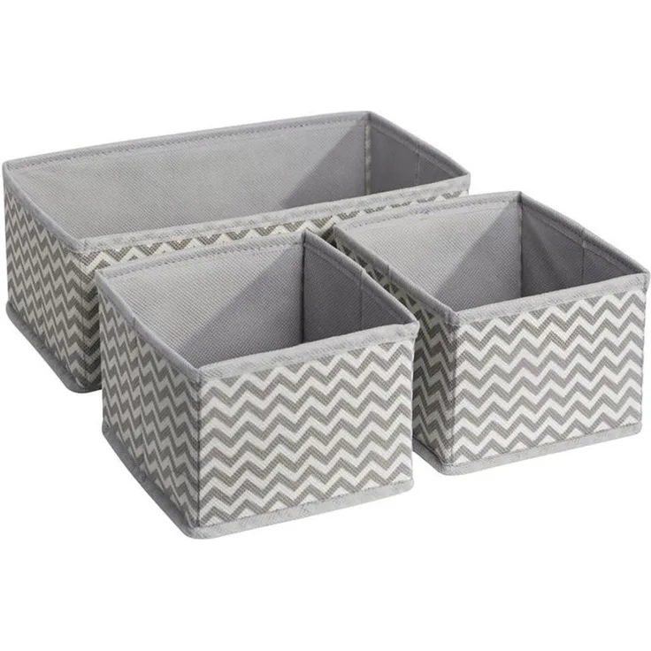 Aufbewahrungsbox Stoffkiste flexible Organizer in 2 Größen mDesign 3er Set Taupe