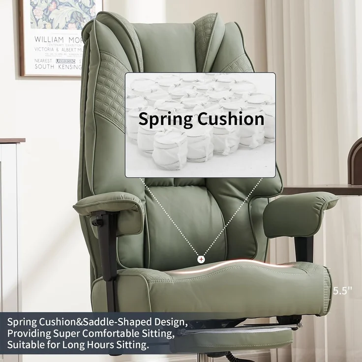 Bürostuhl Ergonomisch mit Hoher Rückenlehne und Verstellbaren Armlehnen PU Leder – Bild 6
