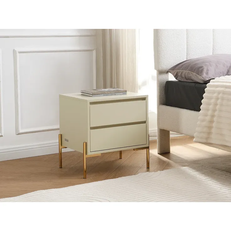 Vente-unique - KORASA Nachttisch Holz, Platte Beige - B 40 cm x H 50 cm x L 50 cm